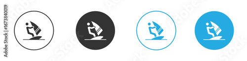 Windsurf icon. simple illustration graphic doodle black design