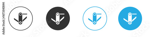 Swiss Knife icon. simple illustration graphic doodle black design