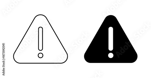 Warning Alert Icon Set – Caution Sign, Danger Triangle, Hazard Attention Symbol Vector