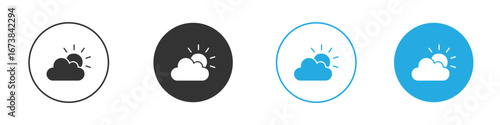 Partially cloudy icon. simple illustration graphic doodle black design