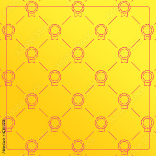 Seamless pattern on a gold background with charter icons. Line design for posters, social media, and banner templates.