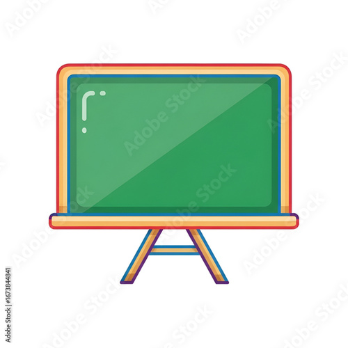 Green chalkboard blackboard school teaching education study lineal flat vector icon