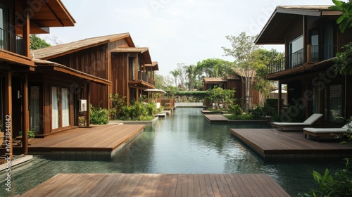 Wallpaper Mural Mocha mousse tone wooden resort, serene design. Torontodigital.ca