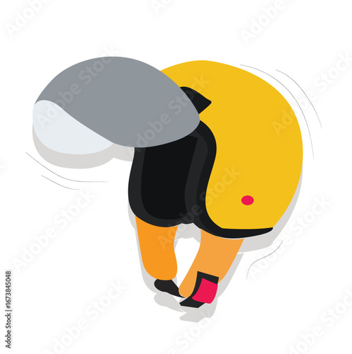 yellow motorcycle helmet. Motorcycle helmet for moto race and ride on scooter. 