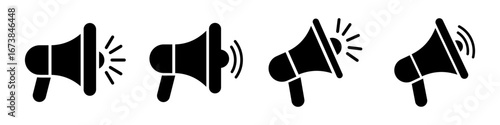 Megaphone. Megaphone icon set. Megaphone icon collection. Advertising concept on flat line style.