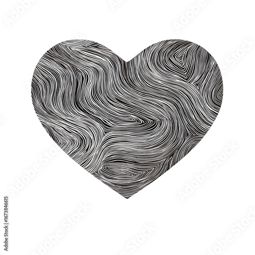 Abstract Black And White Heart Pattern Design On Transparent Background
