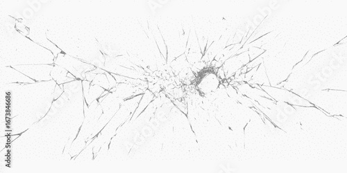 Broken bullet hole. Rough silhouette filled with layered grunge, stipple marks and sand grain. Light ink wash and paper texture.