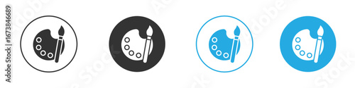 Brush and Palette icon. simple illustration graphic doodle black design