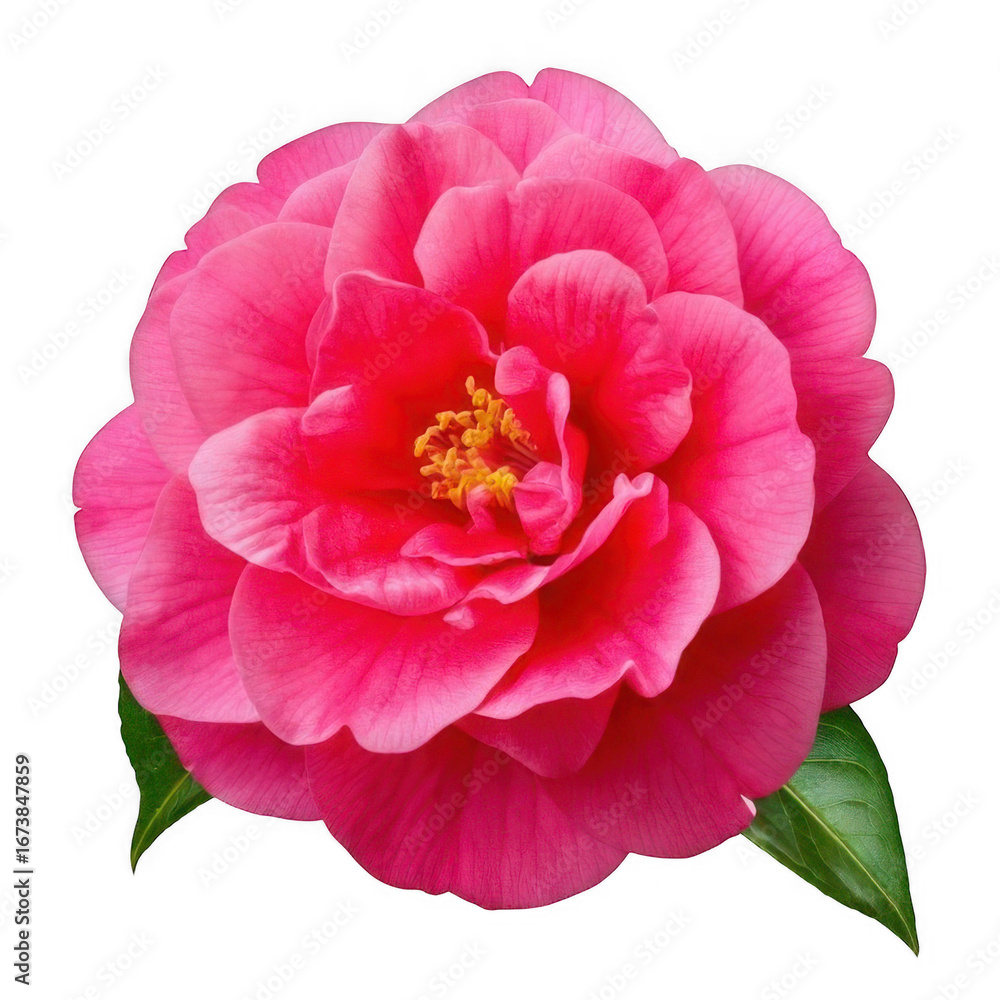Fototapeta premium Camellia pink blossom, isolated on white and transparent background