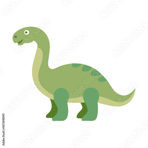 Cartoon illustration of a green long-necked dinosaur with spots on its back.