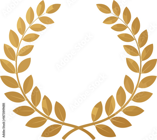 Vector art of golden laurel wreath symbol of victory and achievement isolated on white background
