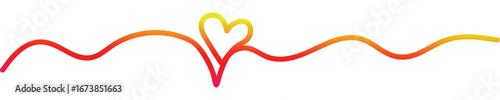 Red heart beat gradient shapes. Wavy graphic design elements. Rainbow color ribbons pattern