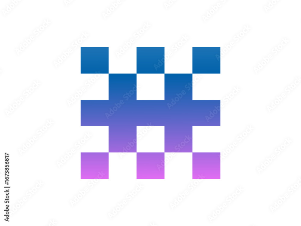 Obraz premium abstract pixel logo design – digital technology branding