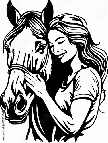 Woman with long hair embracin...