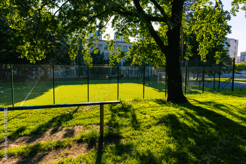 Wallpaper Mural Soccer field in the park next to the school on a warm sunny day Torontodigital.ca