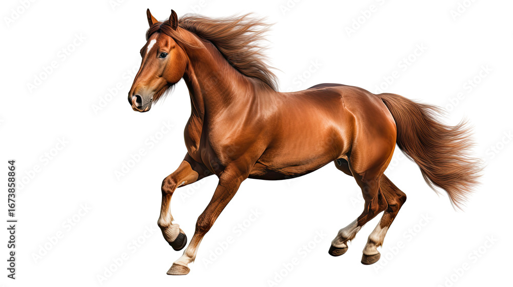 Naklejka premium Brown horse isolated on white background 