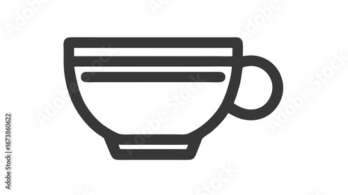 Minimalist Black Line Teacup Icon Illustration for Branding and Ui Design in Flat Style