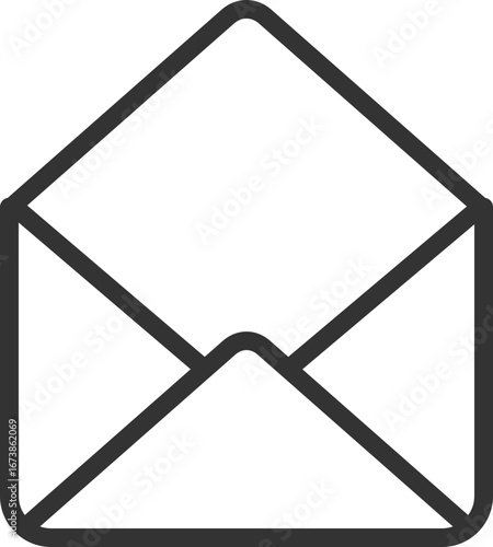 Empty open envelope icon outline