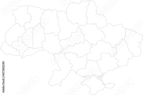Ukraine outline map with regional borders