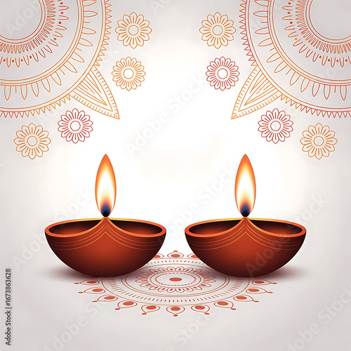 Diwali Diyas with Intricate Mandala Designs