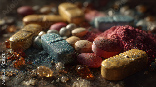 Drug addiction international day against drug abuse nd illicit drug traffickin visuals featuring drugs st against a dark backdrop