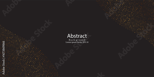 Elegant Black Background with Golden Halftone Dots. futuristic technology concept
