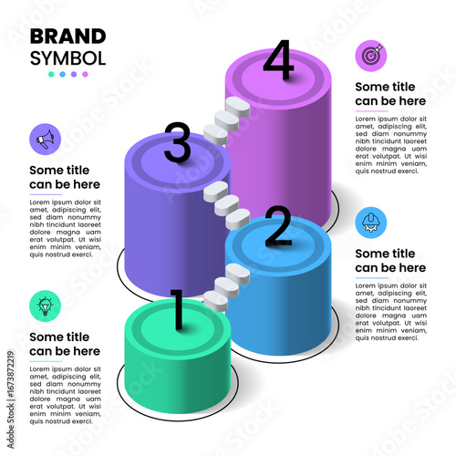 Infographic template. Isometric staircase with 4 steps