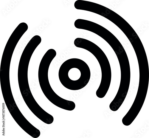 A simple icon of radio waves or a broadcast signal, illustrating connection and communication