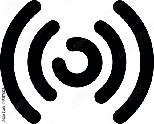 Abstract circular signal waves radiating from a central point, representing communication or data transmission