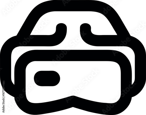 Outline icon of a virtual reality headset, symbolizing futuristic technology, immersive gaming, and the metaverse concept