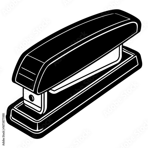 Black and white stapler vector image for office supplies and stationery needs clip art design