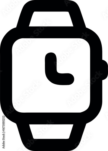 Elegant square smartwatch with a minimalist design and an iconic watch face, perfect for showcasing timekeeping technology