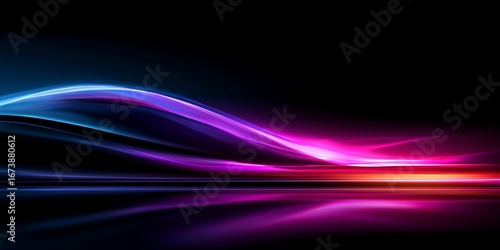 Colorful light waves in shades of pink and blue against a dark background, creating a serene atmosphere.