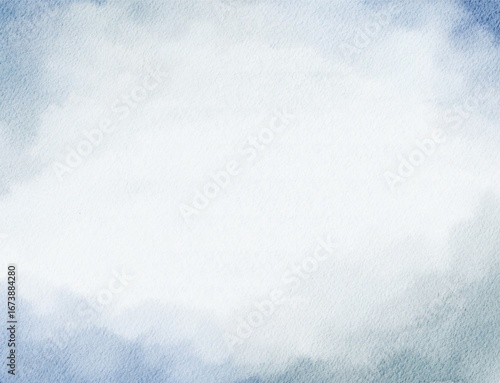 Hand Drawn Timeless Abstract Misty Soft Blue Watercolour Brushstrokes Horizontal Background for Invitation Design and Greeting Cards