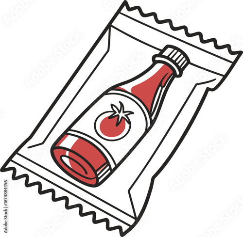Minimalist Ketchup Packet Illustration