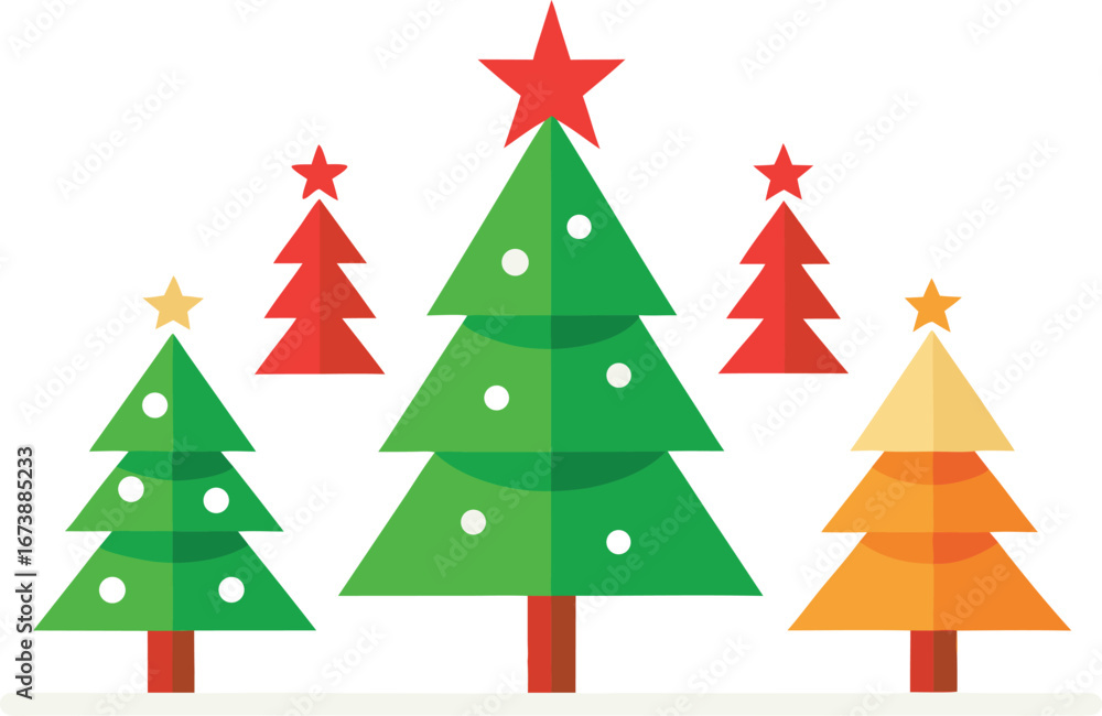 Obraz premium Vibrant christmas tree collection vector graphic scalable illustration for festive designs