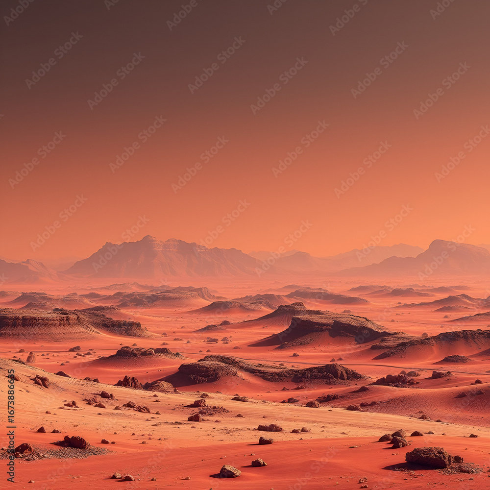 Naklejka premium Wallpaper background of mars landscape.