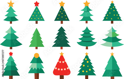 Vast collection of festive vector christmas trees for seasonal design projects