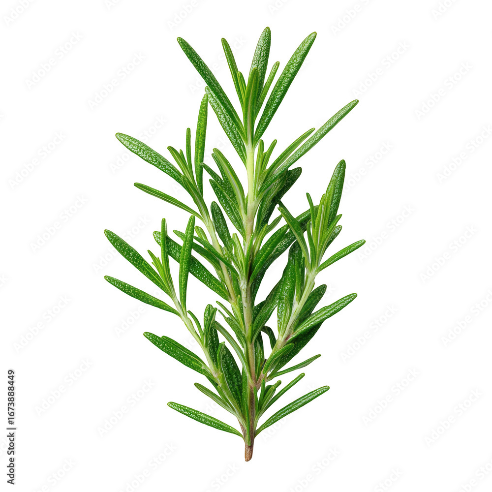 Fototapeta premium Fresh Green Rosemary Sprig on Black Background