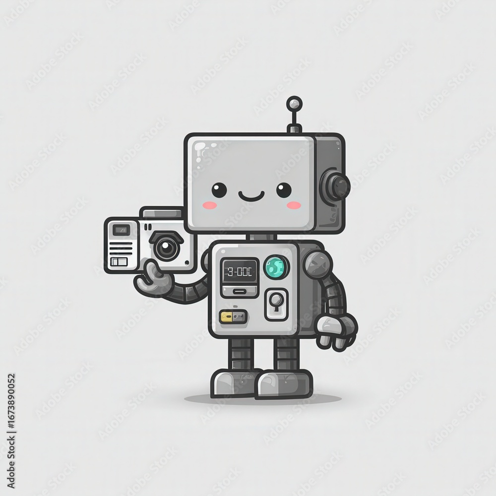 Fototapeta premium Friendly Cartoon Robot with Camera