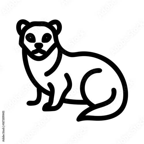 Black-Footed Ferret Vector Illustration – Endangered Species Wildlife Design