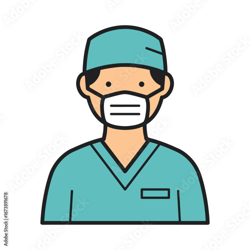 Medical professional in scrubs and mask ready for healthcare needs