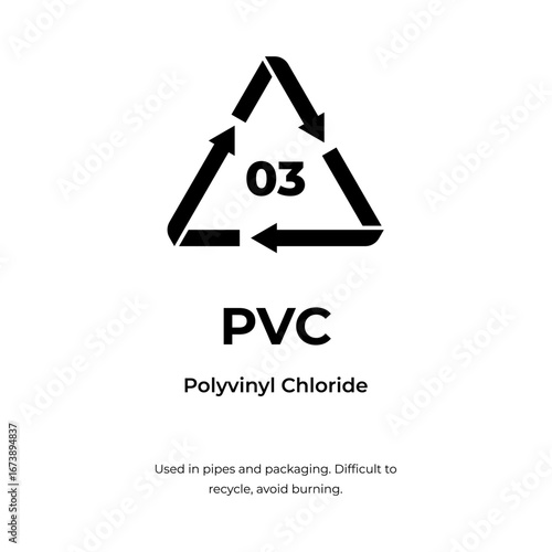 PVC plastic recycling identification icon