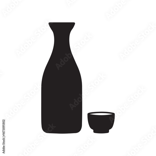 Sake silhouette icon vector flat illustration design on white background