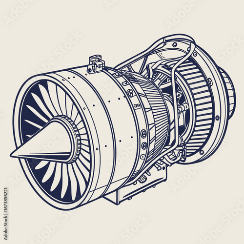 Illustration of a jet engine in vector format