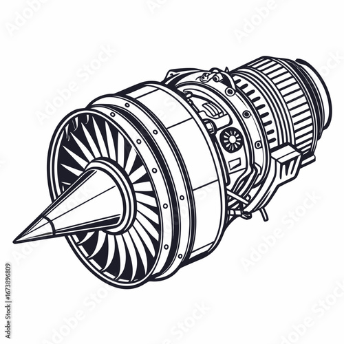 Vector art of jet engine turbine illustration for design use