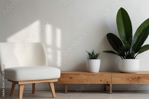 modern living room with  white chair in the interior  design 