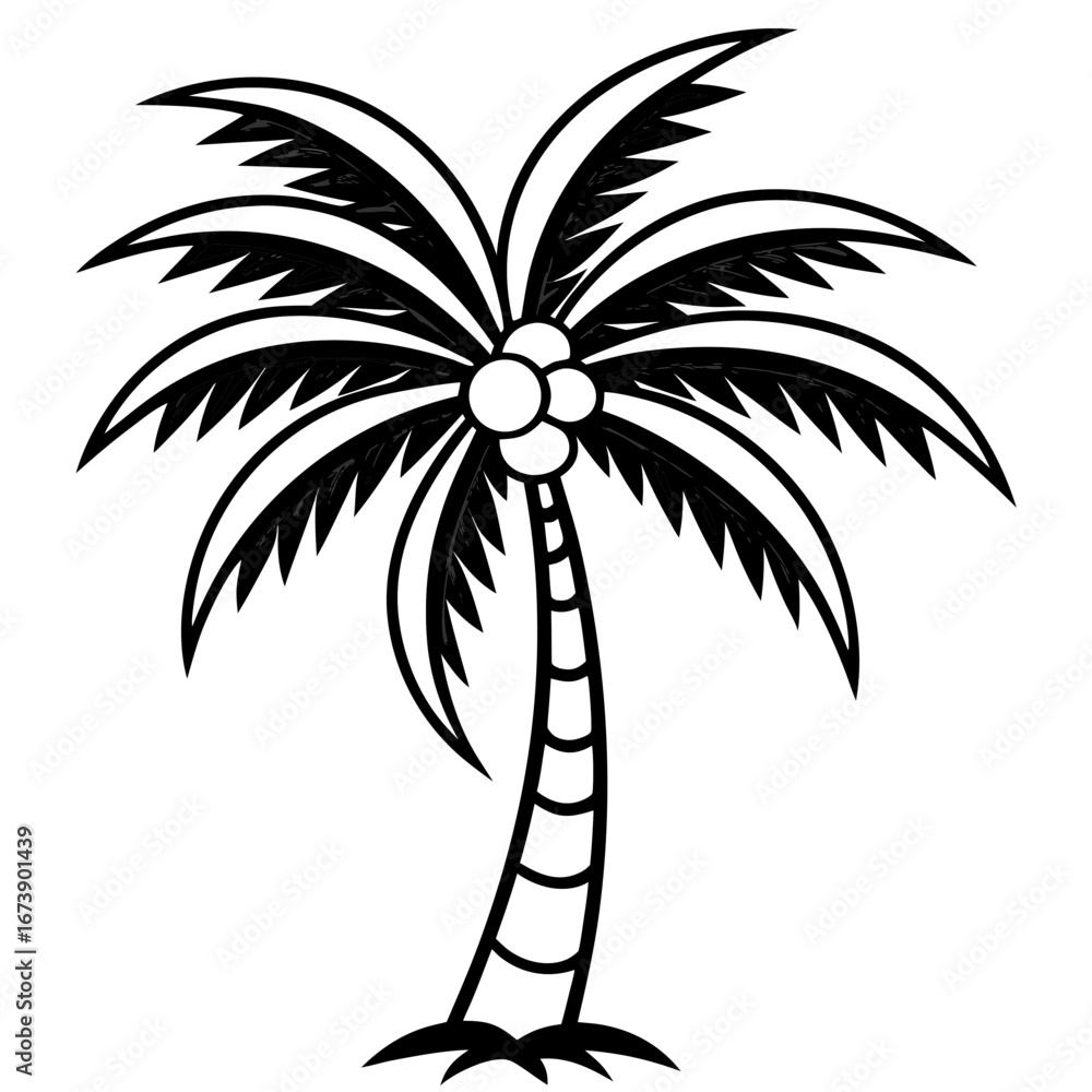 Obraz premium Tropical Coconut Tree Vector Illustration