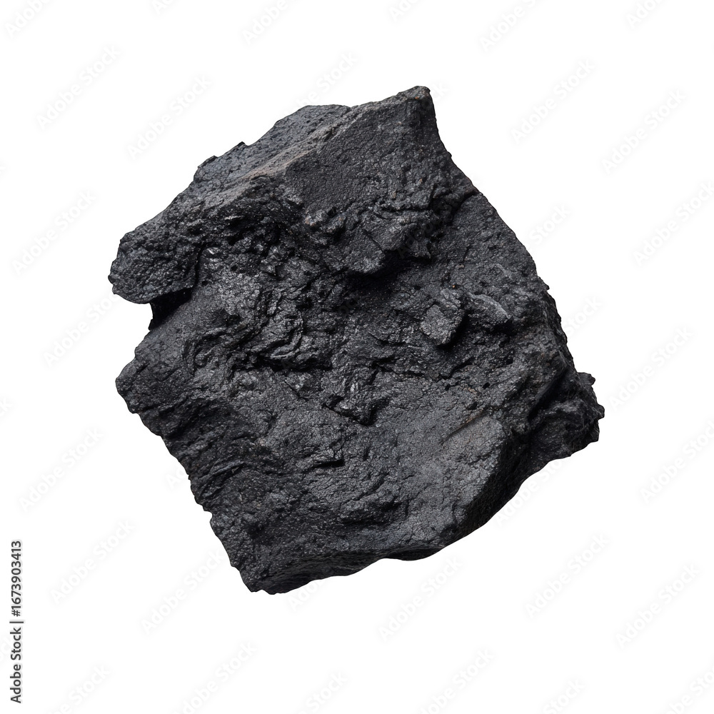 Fototapeta premium Black Charcoal Lump on Black Background