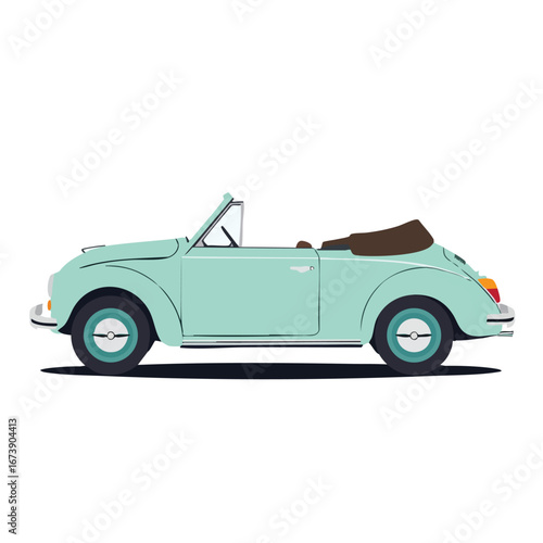 A retro convertible car in profile